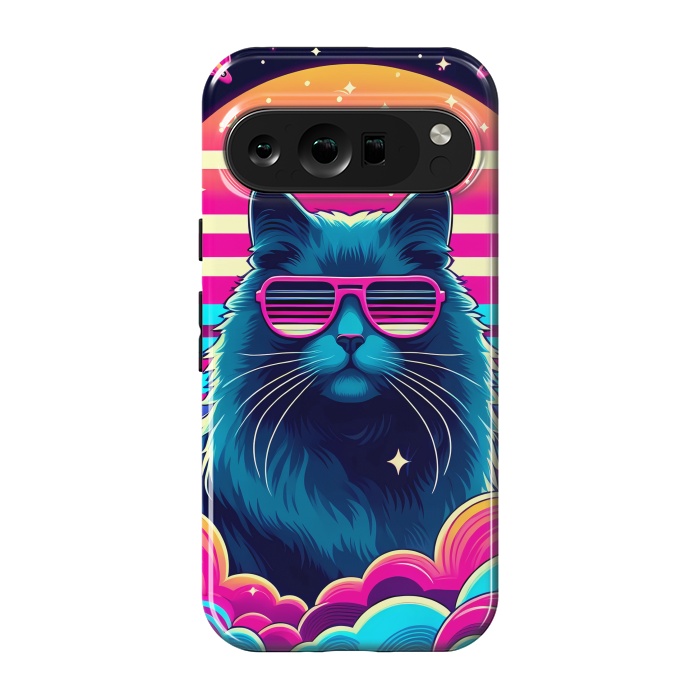 Pixel 9 pro StrongFit Neon Cat Punkadelic by JohnnyVillas