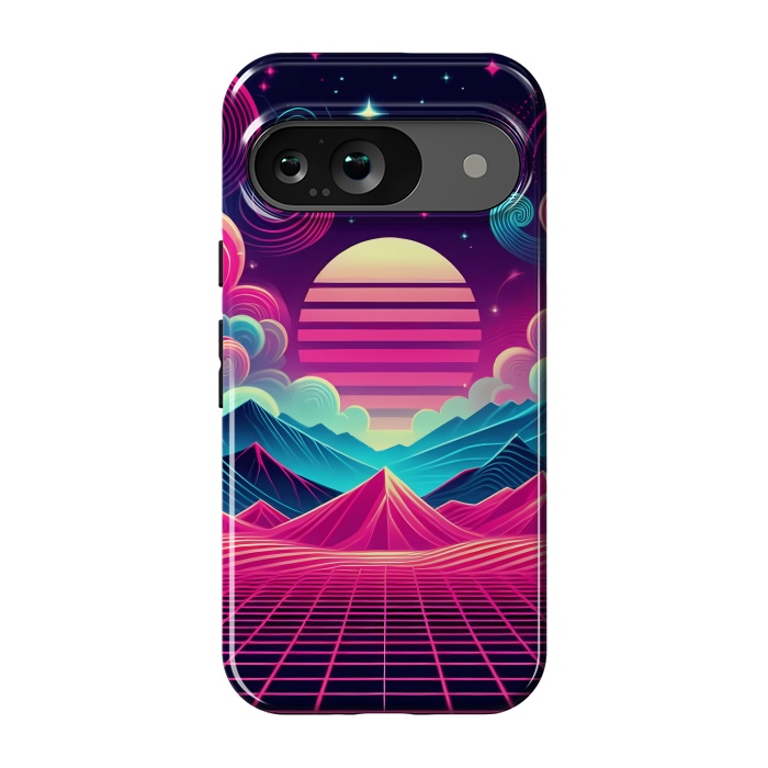 Pixel 9 StrongFit Sunset Neon Peaks by JohnnyVillas