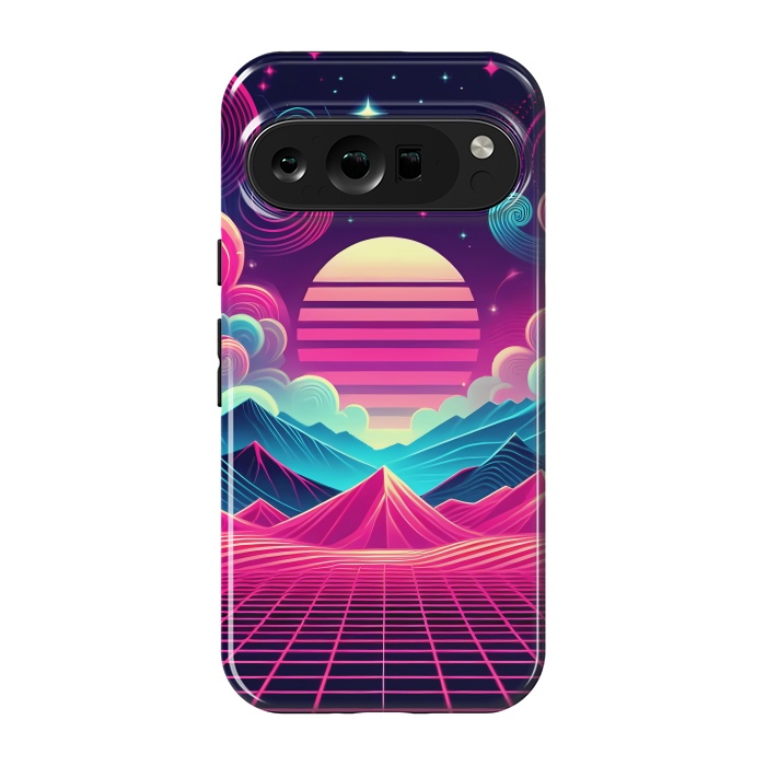 Pixel 9 pro StrongFit Sunset Neon Peaks by JohnnyVillas