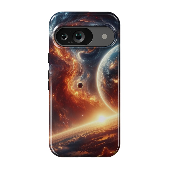 Pixel 9 StrongFit Fire Sunset Universe by JohnnyVillas