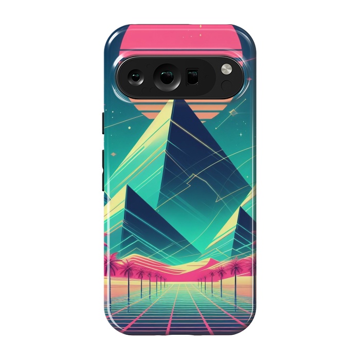 Pixel 9 pro StrongFit 80s Neon Palm Pyramids by JohnnyVillas