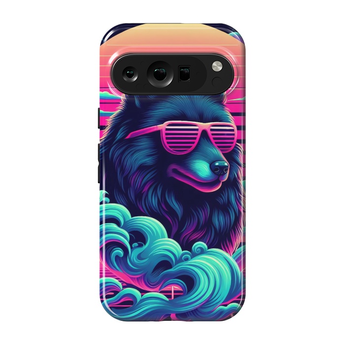 Pixel 9 pro StrongFit 80s Synthwave Wolf by JohnnyVillas