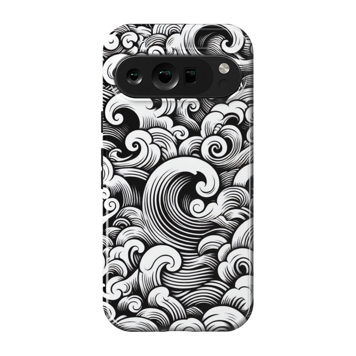 Pixel 9 pro StrongFit Black and White Tattoo Waves by JohnnyVillas