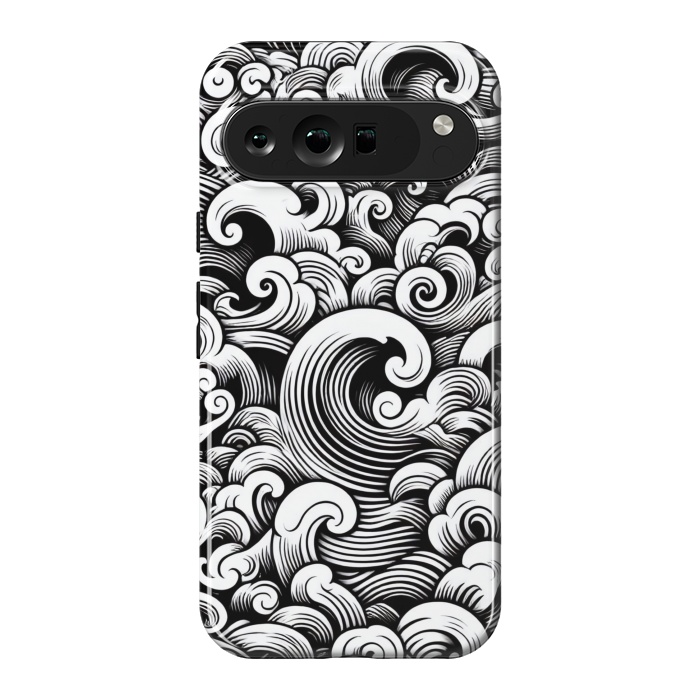 Pixel 9 Pro XL StrongFit Black and White Tattoo Waves by JohnnyVillas