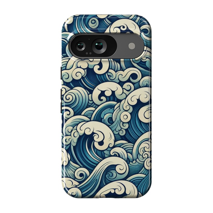 Pixel 9 StrongFit Blue Japanese Waves by JohnnyVillas