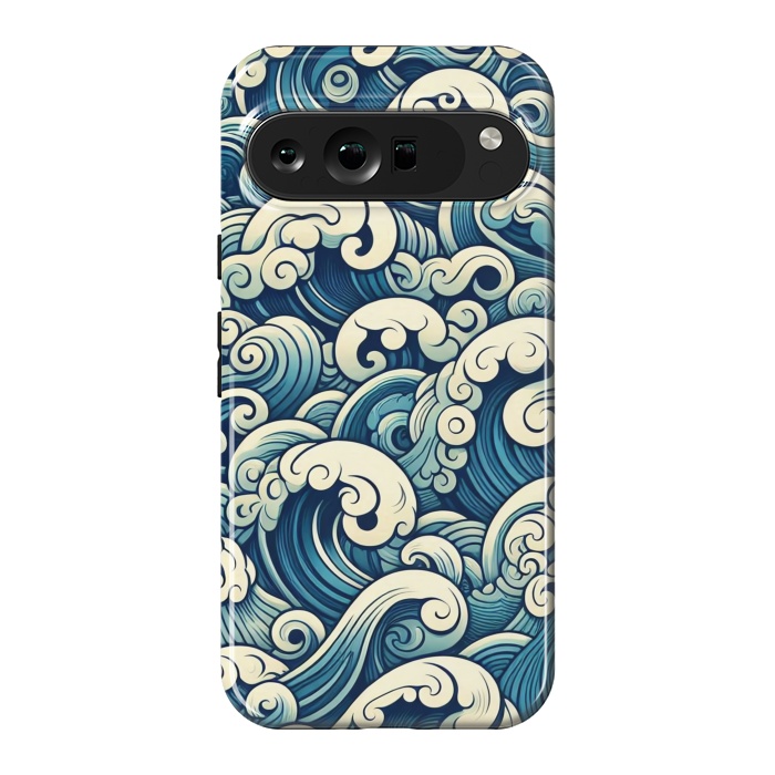 Pixel 9 Pro XL StrongFit Blue Japanese Waves by JohnnyVillas