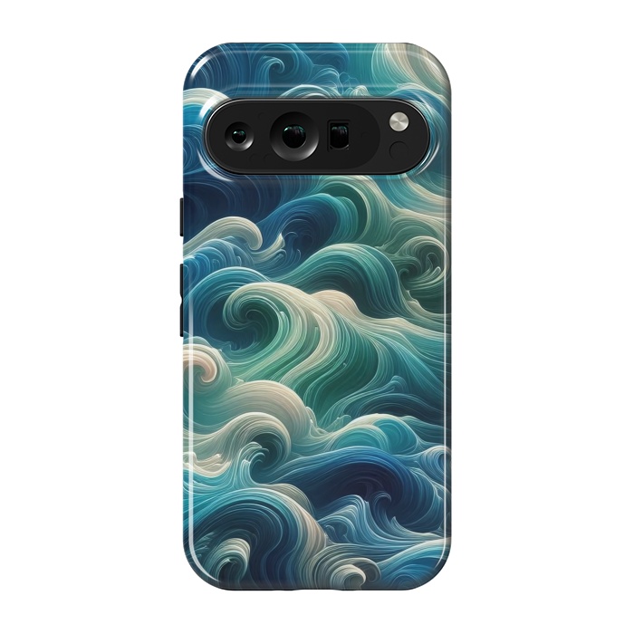 Pixel 9 pro StrongFit Blue Swirling Waves by JohnnyVillas