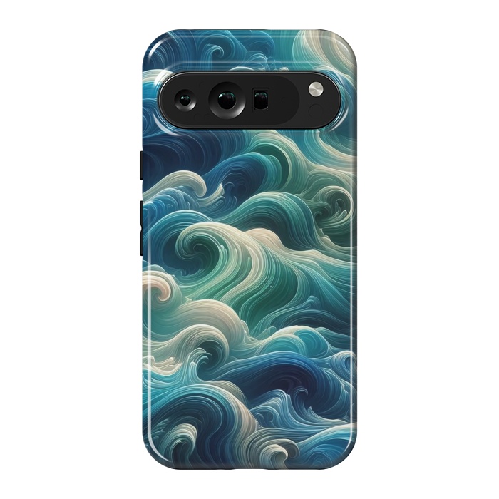 Pixel 9 Pro XL StrongFit Blue Swirling Waves by JohnnyVillas