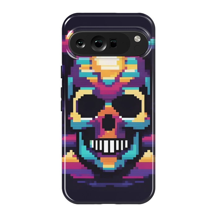 Pixel 9 Pro XL StrongFit Neon Pixel Skull by JohnnyVillas