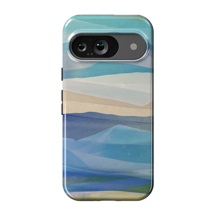 Pixel 9 StrongFit Blue abstract mountain landscape - painted mountains by Oana 