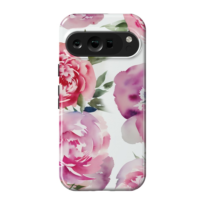 Pixel 9 pro StrongFit Pink watercolour peonies - painted romantic flowers by Oana 