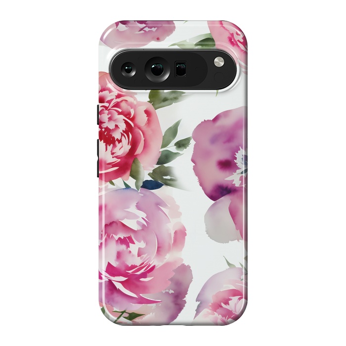 Pixel 9 Pro XL StrongFit Pink watercolour peonies - painted romantic flowers by Oana 