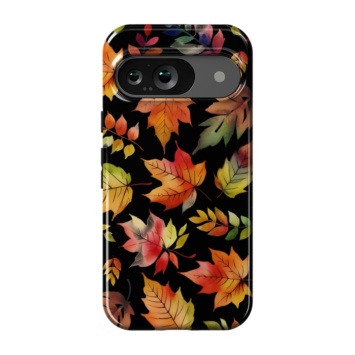 Pixel 9 StrongFit Watercolour autumn leaves - orange fall foliage by Oana 