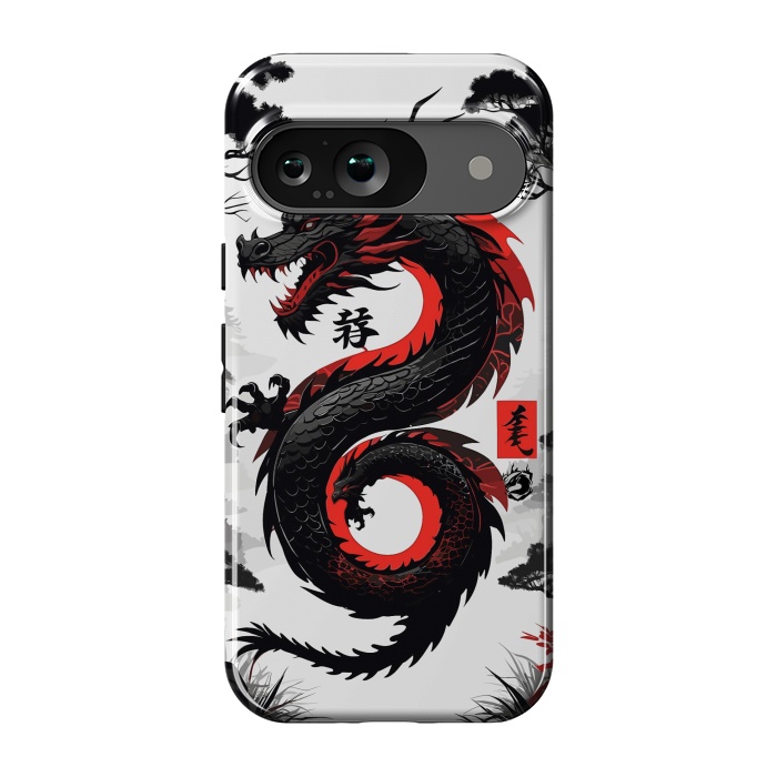 Pixel 9 StrongFit Red and Black Japanese Dragon by LM2Kone