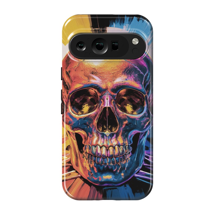 Pixel 9 pro StrongFit Metallic Skull Painting by JohnnyVillas