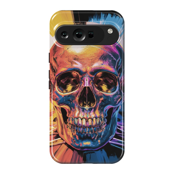 Pixel 9 Pro XL StrongFit Metallic Skull Painting by JohnnyVillas