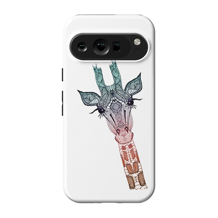 Pixel 9 pro StrongFit Giraffe Teal by Monika Strigel