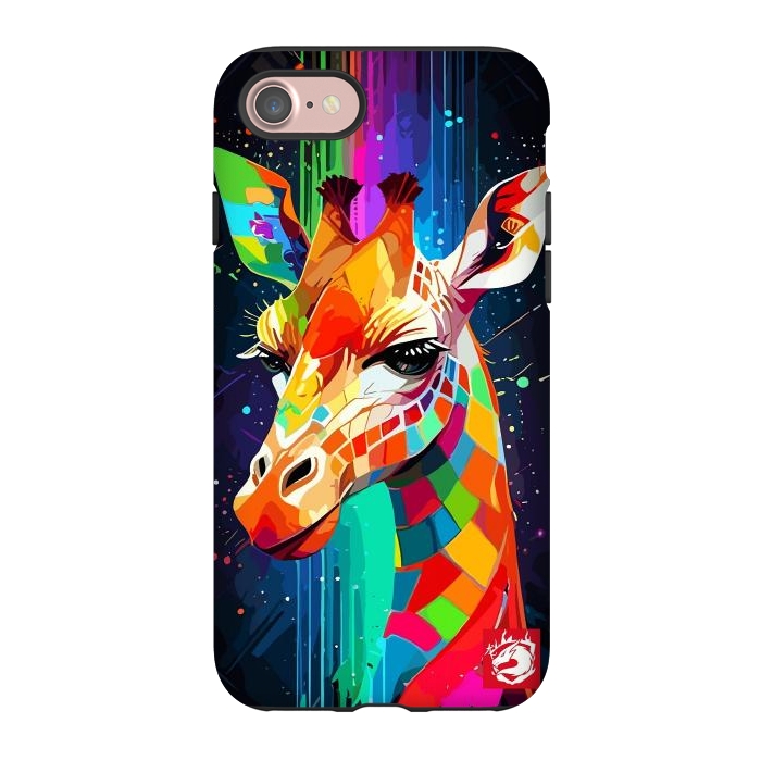 iPhone 7 StrongFit Neon Multicolors Giraffe by LM2Kone