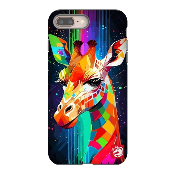 iPhone 7 plus StrongFit Neon Multicolors Giraffe by LM2Kone