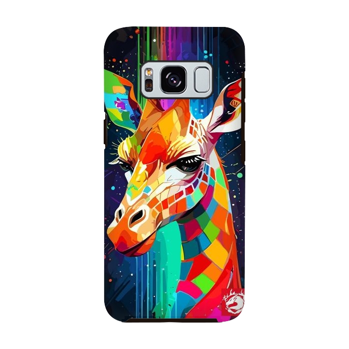 Galaxy S8 StrongFit Neon Multicolors Giraffe by LM2Kone