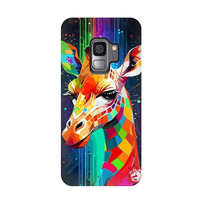 Galaxy S9 StrongFit Neon Multicolors Giraffe by LM2Kone