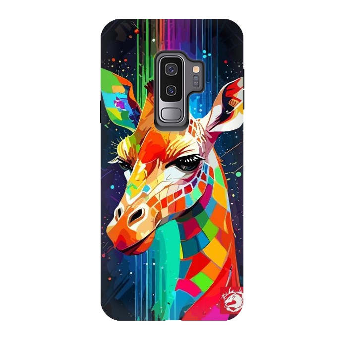 Galaxy S9 plus StrongFit Neon Multicolors Giraffe by LM2Kone