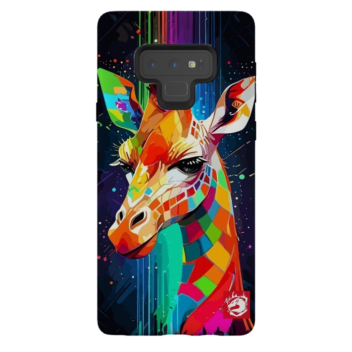 Galaxy Note 9 StrongFit Neon Multicolors Giraffe by LM2Kone