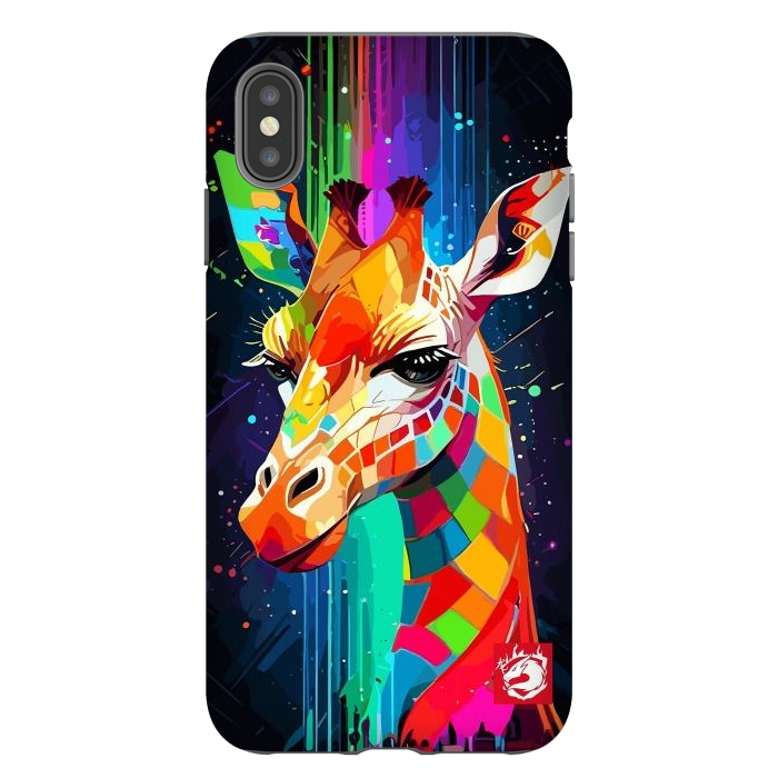 iPhone Xs Max StrongFit Neon Multicolors Giraffe by LM2Kone