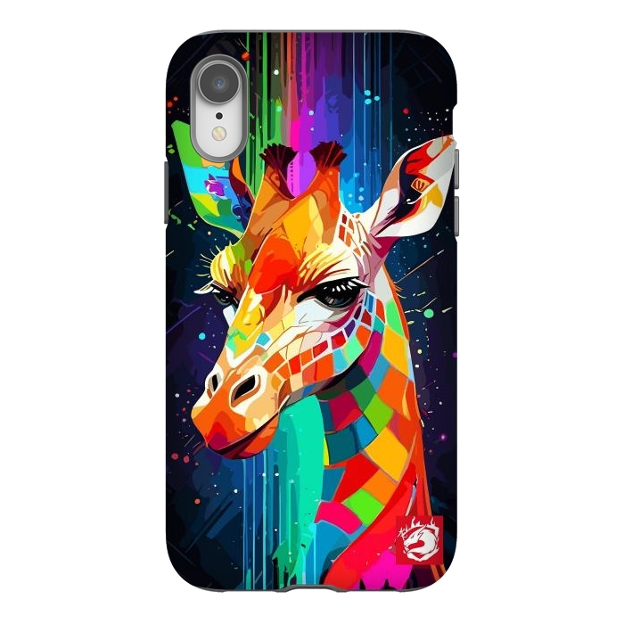 iPhone Xr StrongFit Neon Multicolors Giraffe by LM2Kone