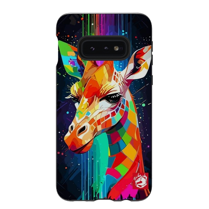 Galaxy S10e StrongFit Neon Multicolors Giraffe by LM2Kone