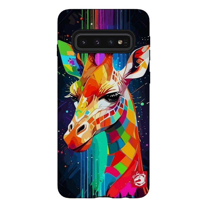 Galaxy S10 StrongFit Neon Multicolors Giraffe by LM2Kone