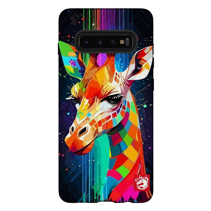 Galaxy S10 plus StrongFit Neon Multicolors Giraffe by LM2Kone