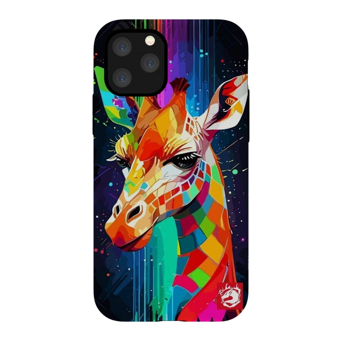 iPhone 11 Pro StrongFit Neon Multicolors Giraffe by LM2Kone