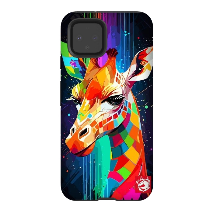 Pixel 4 StrongFit Neon Multicolors Giraffe by LM2Kone