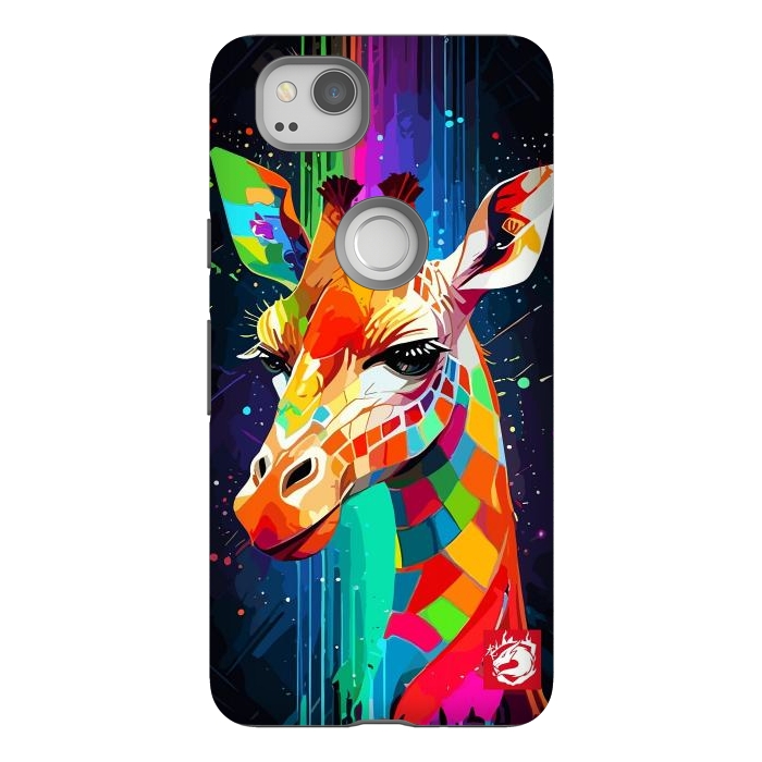 Pixel 2 StrongFit Neon Multicolors Giraffe by LM2Kone