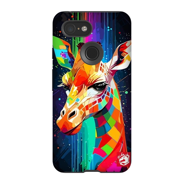 Pixel 3 StrongFit Neon Multicolors Giraffe by LM2Kone