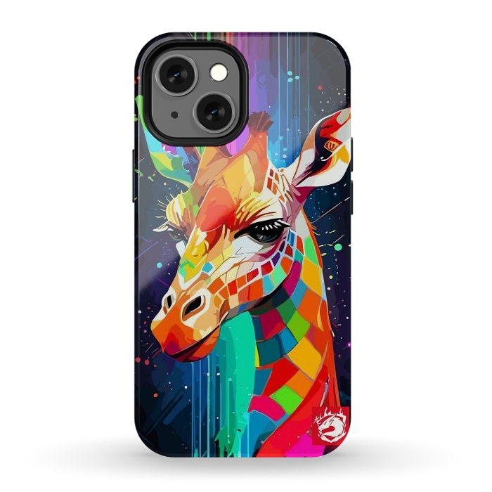 iPhone 12 mini StrongFit Neon Multicolors Giraffe by LM2Kone