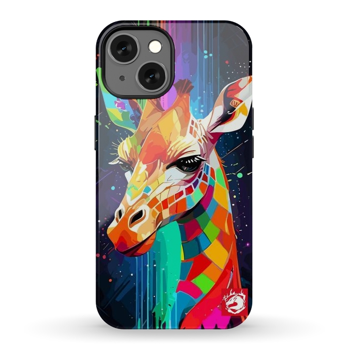 iPhone 13 StrongFit Neon Multicolors Giraffe by LM2Kone