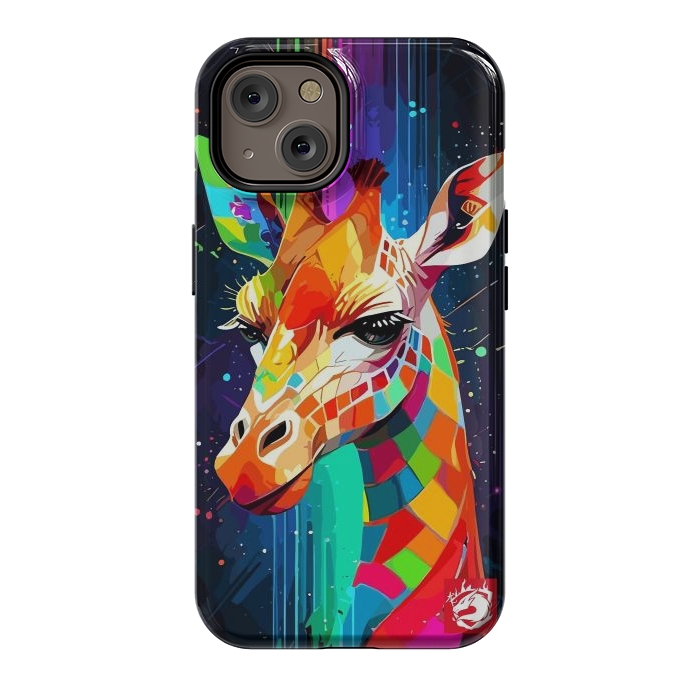 iPhone 14 StrongFit Neon Multicolors Giraffe by LM2Kone