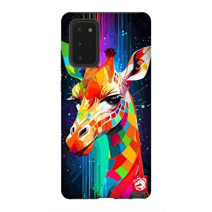 Galaxy Note 20 StrongFit Neon Multicolors Giraffe by LM2Kone