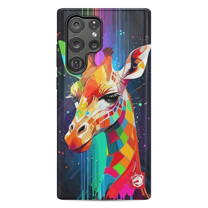 Galaxy S22 Ultra StrongFit Neon Multicolors Giraffe by LM2Kone