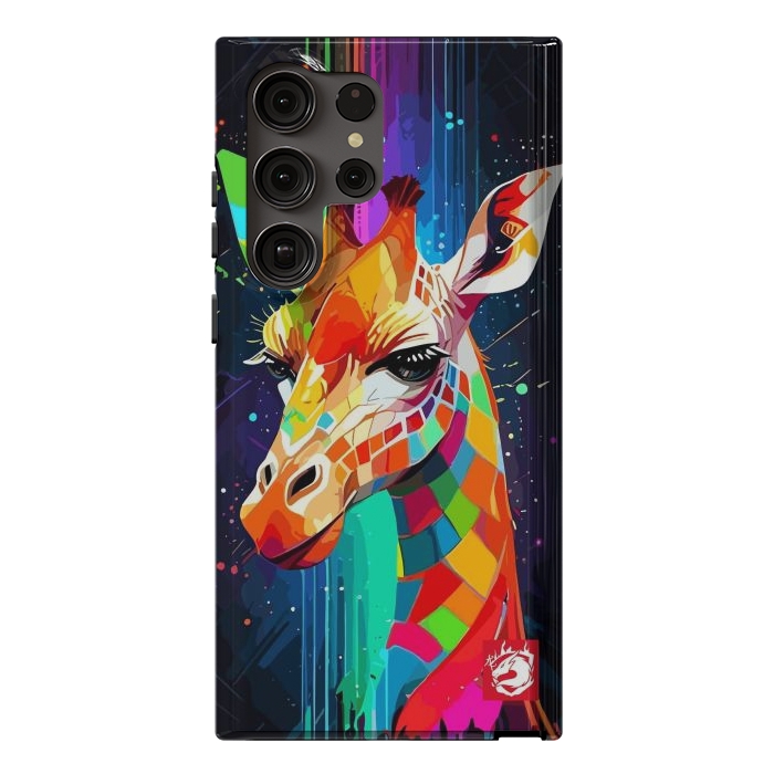 Galaxy S23 Ultra StrongFit Neon Multicolors Giraffe by LM2Kone