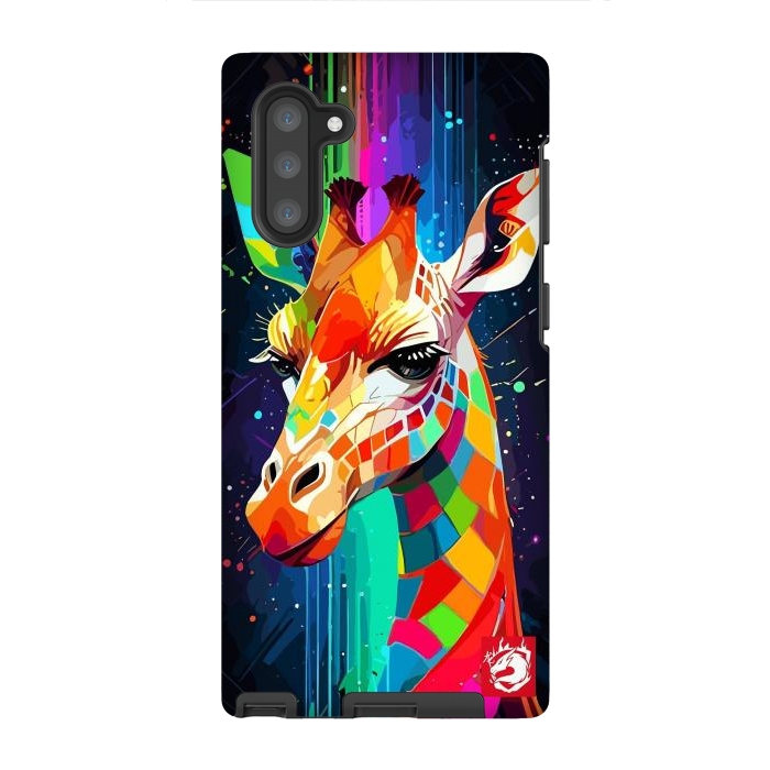 Galaxy Note 10 StrongFit Neon Multicolors Giraffe by LM2Kone