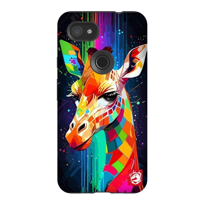 Pixel 3AXL StrongFit Neon Multicolors Giraffe by LM2Kone