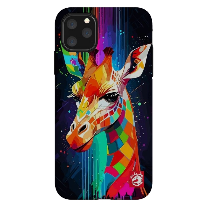 iPhone 11 Pro Max StrongFit Neon Multicolors Giraffe by LM2Kone