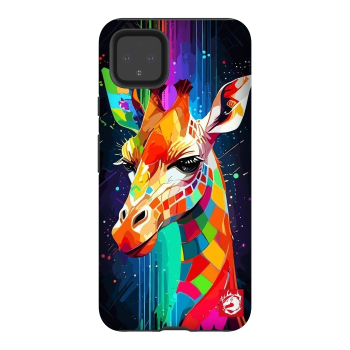 Pixel 4XL StrongFit Neon Multicolors Giraffe by LM2Kone