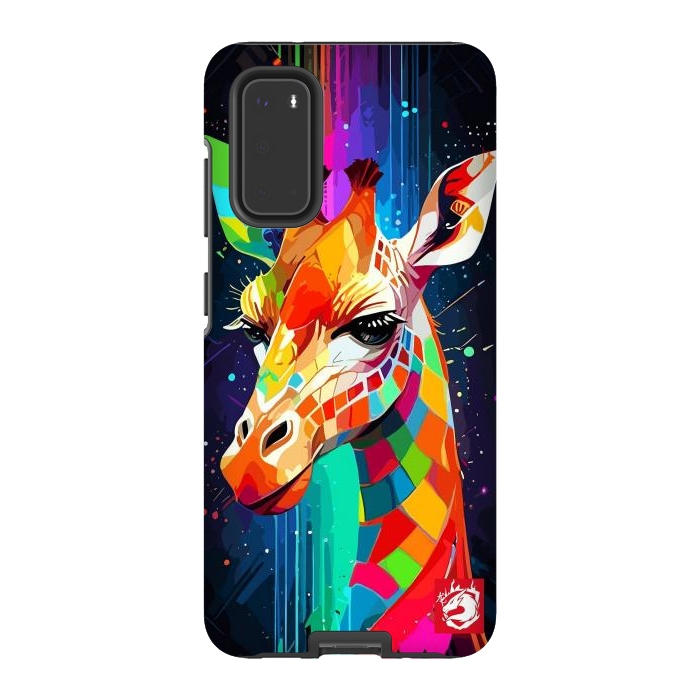 Galaxy S20 StrongFit Neon Multicolors Giraffe by LM2Kone