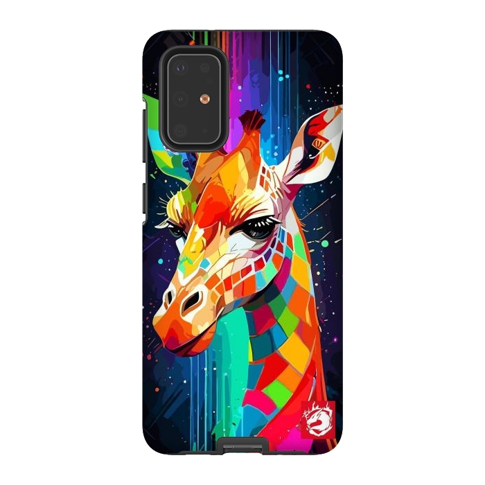 Galaxy S20 Plus StrongFit Neon Multicolors Giraffe by LM2Kone