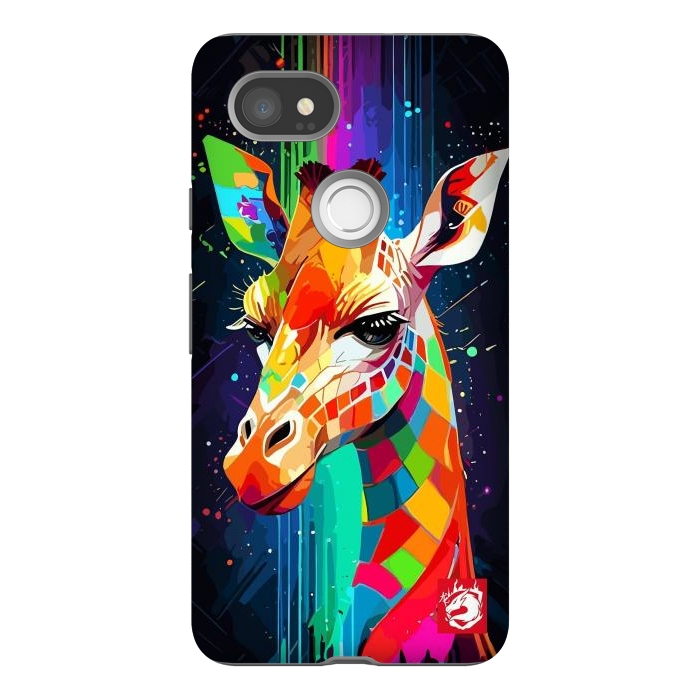 Pixel 2XL StrongFit Neon Multicolors Giraffe by LM2Kone