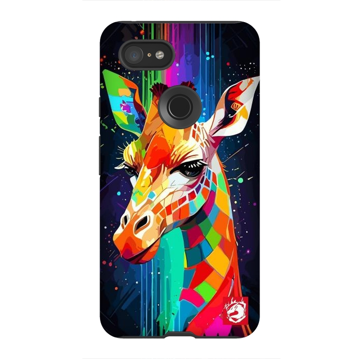 Pixel 3XL StrongFit Neon Multicolors Giraffe by LM2Kone